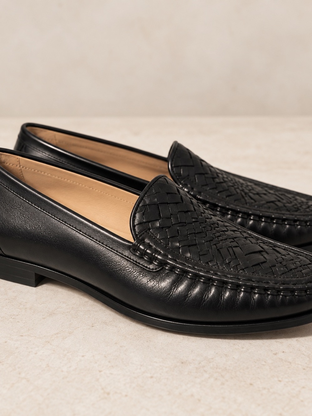 Cole Haan Black Woven Leather Flats